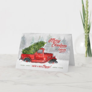 for Godson Vintage Classic Truck Christmas Holiday Card