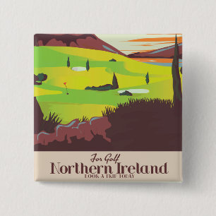 'For Golf' Northern Ireland Travel poster 15 Cm Square Badge