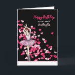 For Granddaughter Birthday Ballerina Pink Dress  Card<br><div class="desc">Designed based on my watercolor illustration a ballerina dancing wearing pink dress in her toe shoes. The design has pink and white scattered hearts on the background and customisable text which can be changed to texts of your preference. The design is for Granddaughter on Birthday.</div>
