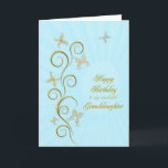 For granddaughter, Birthday golden butterflies Card<br><div class="desc">A floral scroll with stylised flowers and delicate butterflies. A stunning birthday card. See the whole range of cards for ages and relationships in my store.  Golden butterflies made from delicate scroll work flutter around this elegant and beautiful birthday card for your granddaughter</div>