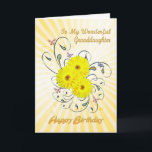 For Granddaughter, birthday with yellow flowers Card<br><div class="desc">A gorgeous birthday card with yellow daisy flowers over a vibrant swirling background.</div>