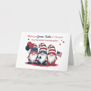 For Granddaughter Fourth of July Patriotic Gnome Card