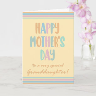 For Granddaughter Mothers Day Stripes Typography Card