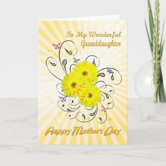 For Granddaughter Mother's Day with yellow flowers Card (Front)