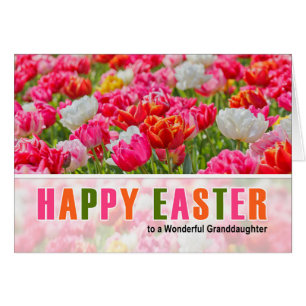 for Granddaughter on Easter Pink Tulip Garden