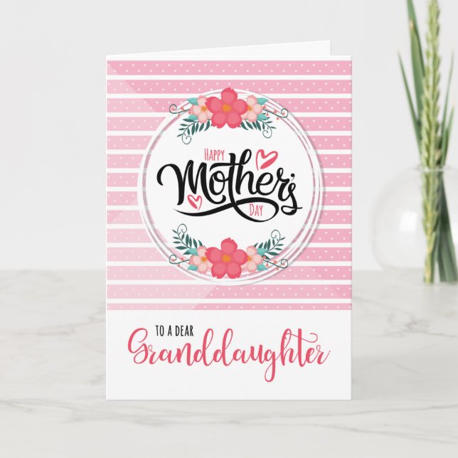 For Granddaughter on Mother's Day Pink Bontanical Card (Front)