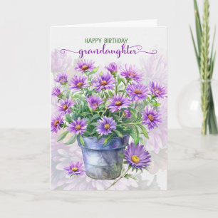 for Granddaughter Purple Asters September Birthday Card