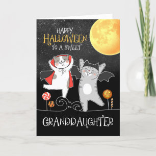 for Granddaughter PURRfect Halloween Dancing Cats Holiday Card