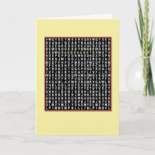 For granddaughter, Wordsearch birthday card
