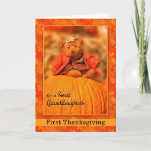 for Granddaughter's 1st Thanksgiving Teddy Bear Holiday Card