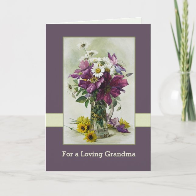 For Grandma on Mother's Day. Flower Painting Card (Front)