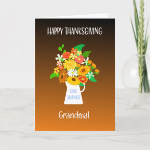 For Grandma Thanksgiving Bouquet of Flowers Card
