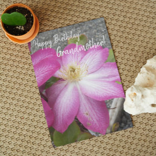 For Grandmother Pink Clematis Floral Birthday Card