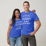 For Grandpa, Grandma 7 Grandkid Names Personalised T-Shirt<br><div class="desc">Show your love for your favourite people/grandkids with this one-of-a-kind tshirt! Change the name from grandpa to Poppa, Gramps, Pops, Grandma, Nana, or whatever your grandkids call you - then add their names to the handprints below. There are currently 7 handprints and names but if you have fewer grandchildren, just...</div>