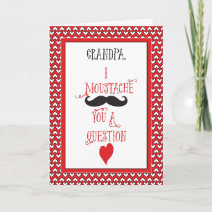 For Grandpa Moustache Valentine's Day Red Hearts Holiday Card