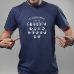 For Grandpa with 11 Grandkids Names Personalised T-Shirt<br><div class="desc">Show your love for your favourite people/grandkids with this one-of-a-kind tshirt! Change the name from grandpa to Poppa, Gramps, Pops or whatever your grandkids call you - then add their names to the handprints below. There are currently 11 handprints and names but if you have fewer grandchildren, just delete the...</div>