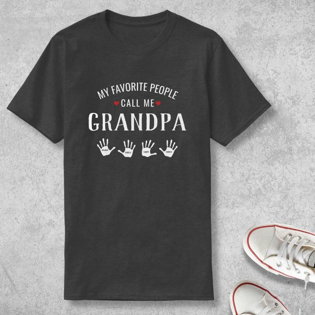 For Grandpa with 4 Grandkids Names Personalised T-Shirt (Creator Uploaded)