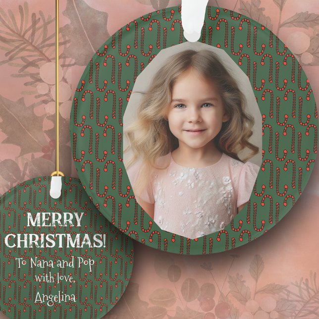 For Grandparents a Candy Cane Photo Christmas Ornament (Creator Uploaded)