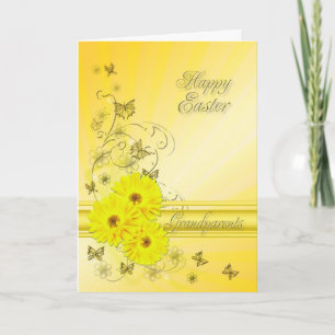 For Grandparents, Easter card with yellow flowers