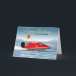 For Grandson 30th Birthday High Performance Boat Card<br><div class="desc">30th birthday greeting card for a grandson, featuring a photo of a high performance racing boat. A lake, mountains, and birthday balloons with the number 30 written on the side of the boat. Change the number on the boat to match the birthday year. You can also change the relationship (son,...</div>