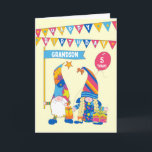 For Grandson Custom Age Birthday Fun Gnomes Card<br><div class="desc">A fun birthday card for a grandson that you can customize with his age. The front cover has two cute gnomes, one holding a banner that says, 'GRANDSON' and the other is holding a red balloon where you can add your grandson's age. The gnomes are based on the 'tomte' of...</div>