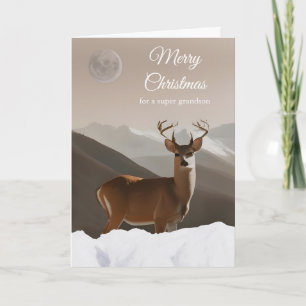 For Grandson Merry Christmas with Deer and Snow Card