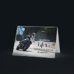 For Grandson Motorcycle Themed Birthday on Curve Card<br><div class="desc">Life’s a winding road so lean in … and hug every curve to a very happy birthday. Motorcycle themed birthday card for a grandson with a motorcyclist on a curve in the road. Blue coloured balloons are attached to the motorcycle for a festive image. Art, image, and verse copyright ©...</div>
