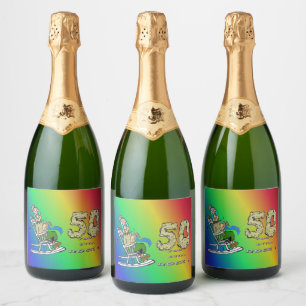 For HER 50 th Anniversary Rainbow Champagne Labels