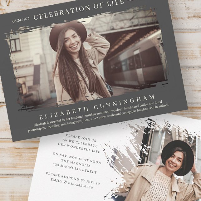 For Her Celebration of Life Modern Simple Photo Invitation (Creator Uploaded)