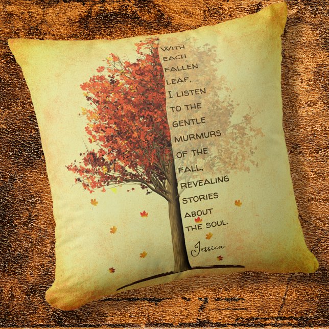 For Her Fall Maple Tree With Inspirational Quote   Cushion (Creator Uploaded)