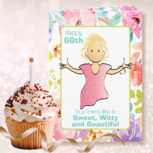 For Her Funny 60th Birthday Sassy Colourful Friend Card