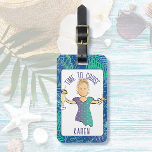 For Her Funny Cartoon Tropical Beach Cruise  Luggage Tag