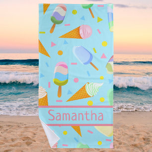 For Her Girly Kids Cute Colourful Beach Towel