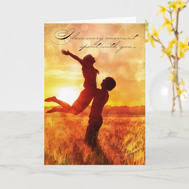 For HER I Love You Romantic Couple Kissing Meadow Card (Yellow Flower)