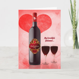 for Her on Valentine's Day with Red Wine Holiday Card