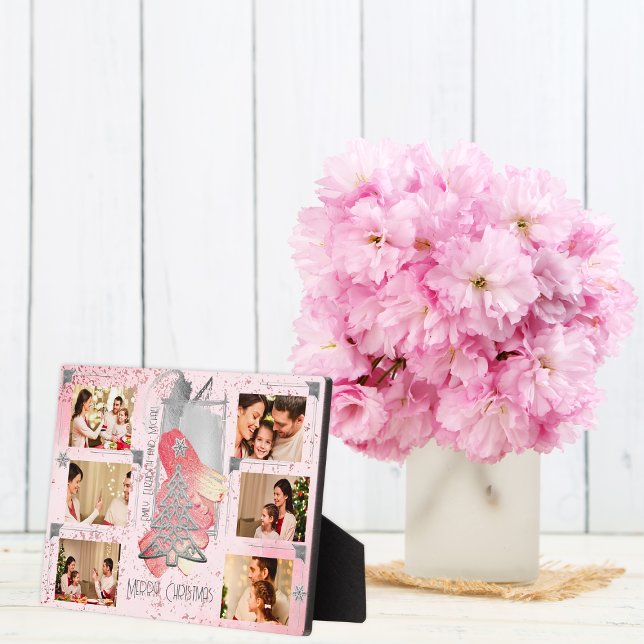 For Her Pink Christmas Photo Memory Keepsake Plaque (Creator Uploaded)