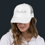 For Her Script Name Elegant Girls' Modern Trucker Hat<br><div class="desc">Personalised Initial Letter Name For Him For Her Template Elegant Trendy White Trucker Hat.</div>