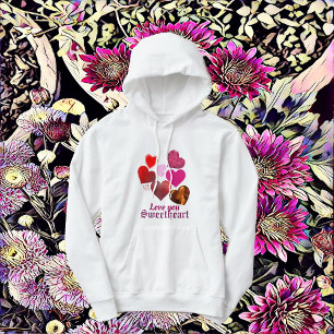 For Her Sweeping Hearts Sweetheart Personalised Hoodie