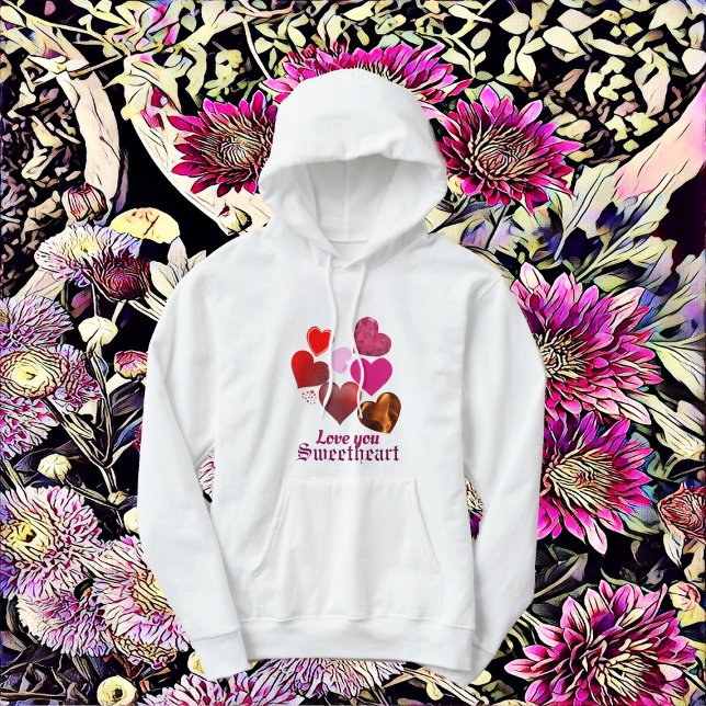 For Her Sweeping Hearts Sweetheart Personalised  Hoodie (For Her Sweeping Hearts Sweetheart Personalized Hoodie)