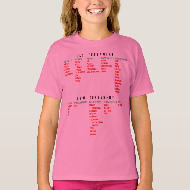 for HER (youth): Books of the Bible T-Shirt (Front)
