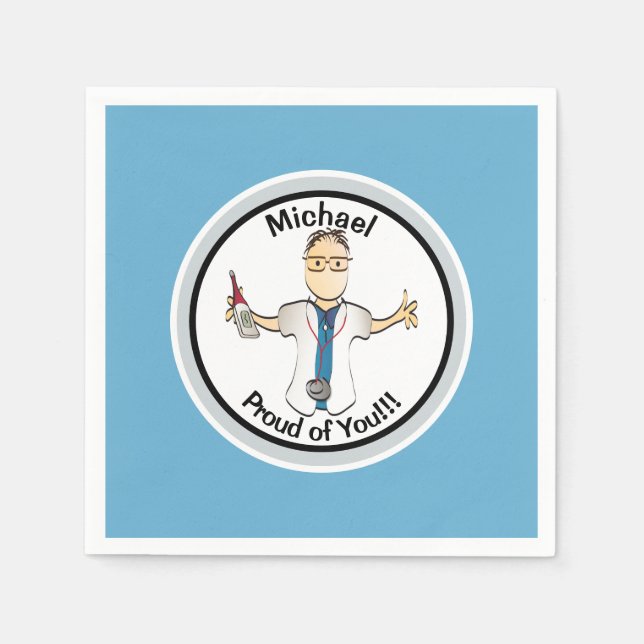 For Him Funny Doctor Nurse Graduation Male Paper   Napkin (Front)