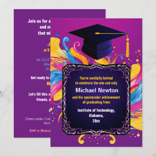 For Him Funny vibrant Grads party Invitation