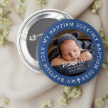 For Him Holy Baptism Modern Simple Cross Photo 6 Cm Round Badge<br><div class="desc">This simple and modern design is composed of serif typography and add a custom photo.</div>
