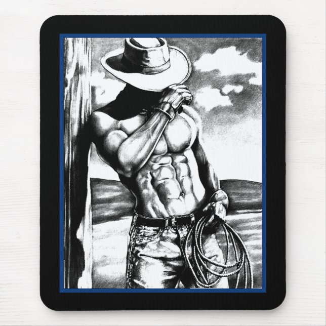 For Him Masculine Cool Cowboy Art  Mouse Pad (Front)