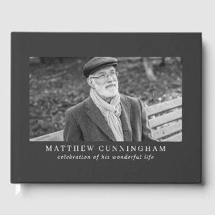 For Him Memorial Elegant Modern Simple Photos Guest Book
