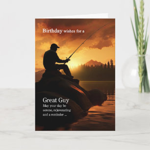 for Him on his Birthday Fishing Fisherman Sunrise  Card