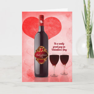 for Him on Valentine's Day Wine Them Holiday Card