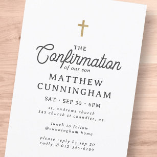 For Him Simple Modern Elegant Cross Confirmation Invitation