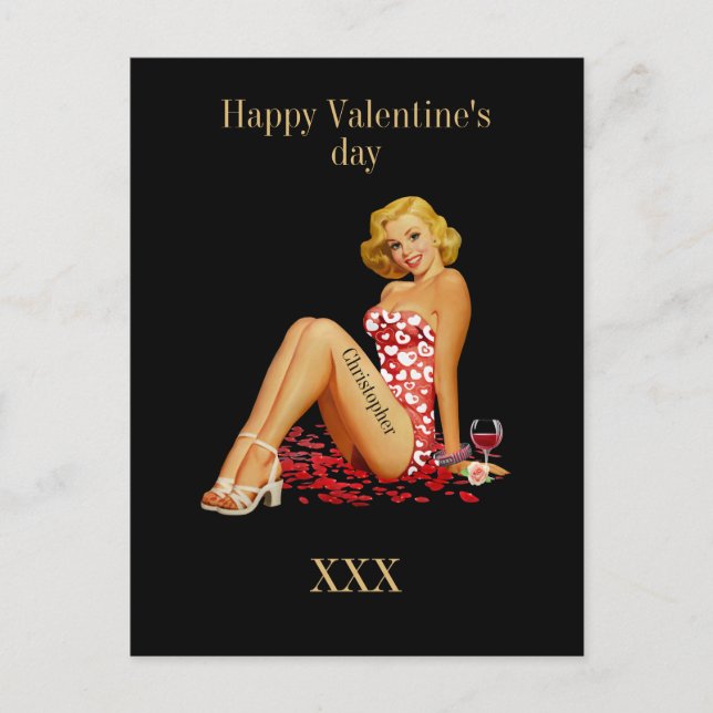 For him valentines custom monogram romantic love holiday postcard (Front)
