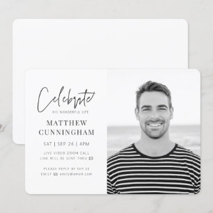 For Him Virtual Celebration of Life Modern Photo Invitation